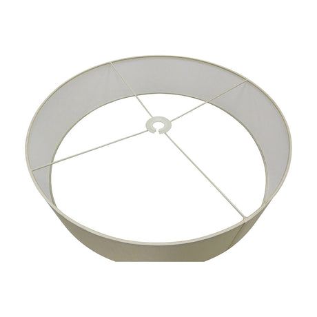 Serena Lamp Shade 60cm in Terylene with Cotton, Ivory Pearl, shown from above revealing the white fabric lining and cross-strut frame with centre fitting on a plain background.