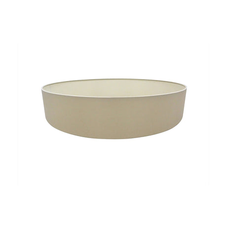 Serena Lamp Shade 60cm, a wide shallow cylinder in nude beige faux silk with a paler moonlight-toned interior, shown on a plain white background.