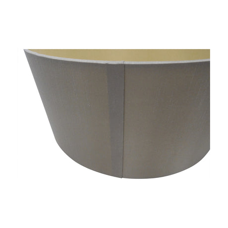 Serena Lamp Shade 12cm in taupe faux silk with a gold-toned interior lining, shown close-up against a plain white background to highlight the fabric seam and finish.
