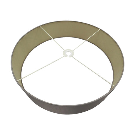 Serena Lamp Shade 60cm in taupe faux silk with a gold-toned lining, shown from above on a white background with visible support struts and fitter ring.