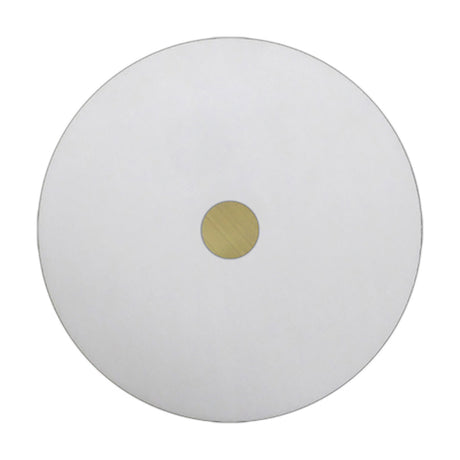 Universal Diffuser 30cm, round frosted opal white acrylic panel with a small antique brass disc at the centre, shown on a plain white background.
