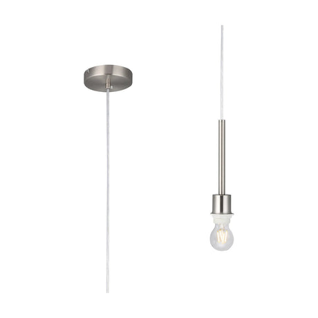 Baymont E27 Pendant Light 12cm in satin nickel, shown upright on a plain white background.