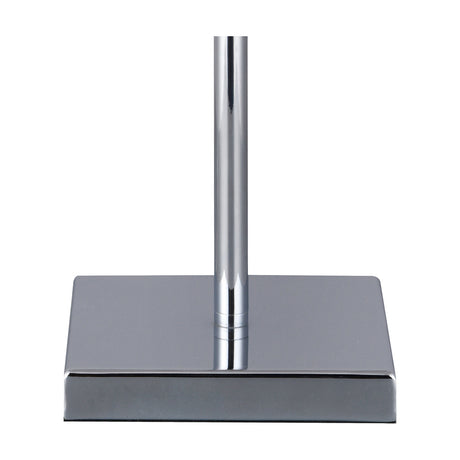 Camino E27 table lamp base and stem in polished chrome with a square 13cm base, shown without a shade on a plain white background.