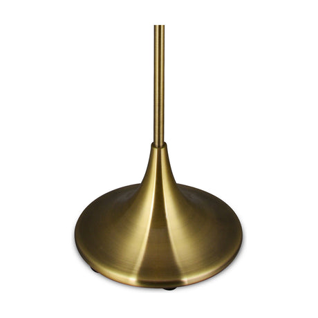 Crowne E27 Floor Lamp base in antique brass, showing the wide circular iron base and straight rod stem against a plain white background.