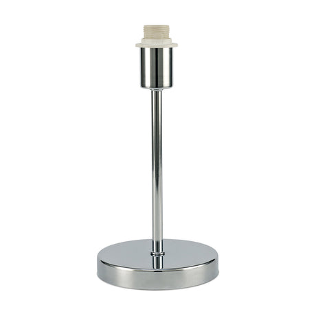 Cedar E14 Table Lamp base in polished chrome with a slender stem, round 13cm foot, and E14 socket fitting, shown shadeless on a plain white background.