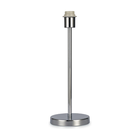 Cedar E27 Table Lamp base in polished chrome with a round 16cm foot and slender stem, E27 fitting exposed, shown on a plain white background.