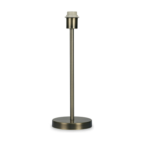 Cedar E27 Table Lamp base in antique brass finish, slim iron stem on a round 16cm foot with an empty E27 lampholder, shown on a plain white background.