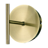 Carlton 1 Light E27 Wall Light in antique brass, showing a round disc backplate with an open lampholder and vertical mounting bar, on a plain white background.