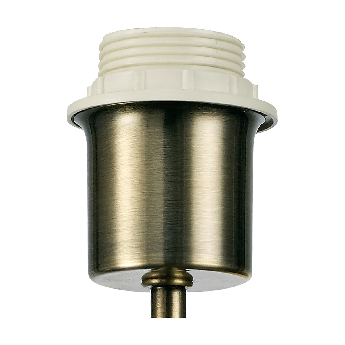 Close-up of the Carlton 1 Light E27 Wall Light in antique brass, showing the open lampholder with cream fitting on a plain white background.