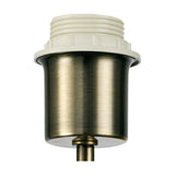 Close-up of the Carlton 1 Light E27 Wall Light in antique brass, showing the open lampholder with cream fitting on a plain white background.