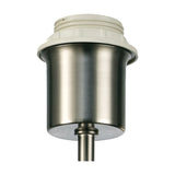 Close-up of the Carlton 1 Light E27 Wall Light in satin nickel, showing the open lampholder with white ceramic threaded fitting and cylindrical metal body on a plain background.