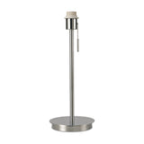 Carlton E27 Table Lamp base in polished chrome, with round 18cm base, slender stem, pull-chain switch, and shadeless E27 lampholder, shown on a plain white background.