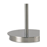 Close-up of the Carlton E27 Table Lamp in polished chrome, showing the round base and slender rod rising to the lampholder against a plain white background.