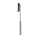 Carlton E27 Table Lamp in polished chrome, close-up of the ball-chain pull switch on the slender fitting, shown against a plain white background.
