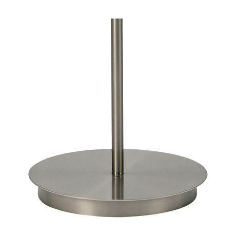 Carlton E27 Floor Lamp base in satin nickel, showing a slim upright stem on a round flat base with bare lampholder, no shade, on a plain white background.