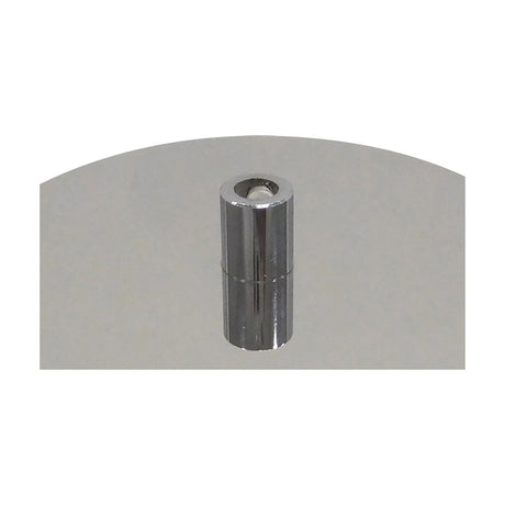 Dreifa Ceiling Box 11cm in polished chrome, a cylindrical lighting accessory with a central cord outlet, shown against a plain light grey background.
