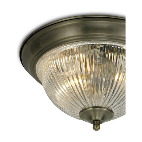 Macy 2 Light E14 Flush Ceiling Light 28.5cm - Antique Brass