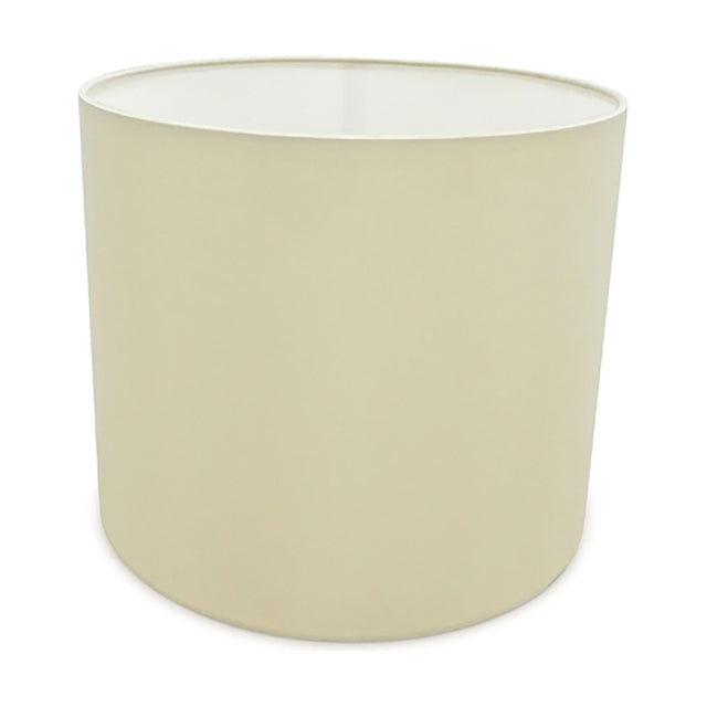 Sigma Cylinder Lamp Shade in ivory pearl faux silk with white laminate lining, 30cm diameter, 25cm high, shown against a plain white background.