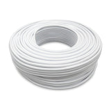 Coiled roll of Cavo braided fabric cable, 3 core 0.75mm copper flex in plain white, shown against a plain white background.
