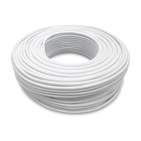 Coiled roll of Cavo braided fabric cable, 3 core 0.75mm copper flex in plain white, shown against a plain white background.