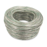 Coiled roll of Cavo 3 core 0.75mm copper cable with clear PVC sheath, showing twisted cores, on a plain white background.