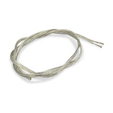 Cavo Flat Copper Cable 2 Core 1.0mm in clear PVC sheath, coiled with stripped bare wire ends visible, shown on a plain white background.