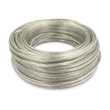 Coiled Cavo flat copper cable, 2 core 1.0mm, clear PVC sheath, shown as a bundled loop on a plain white background.