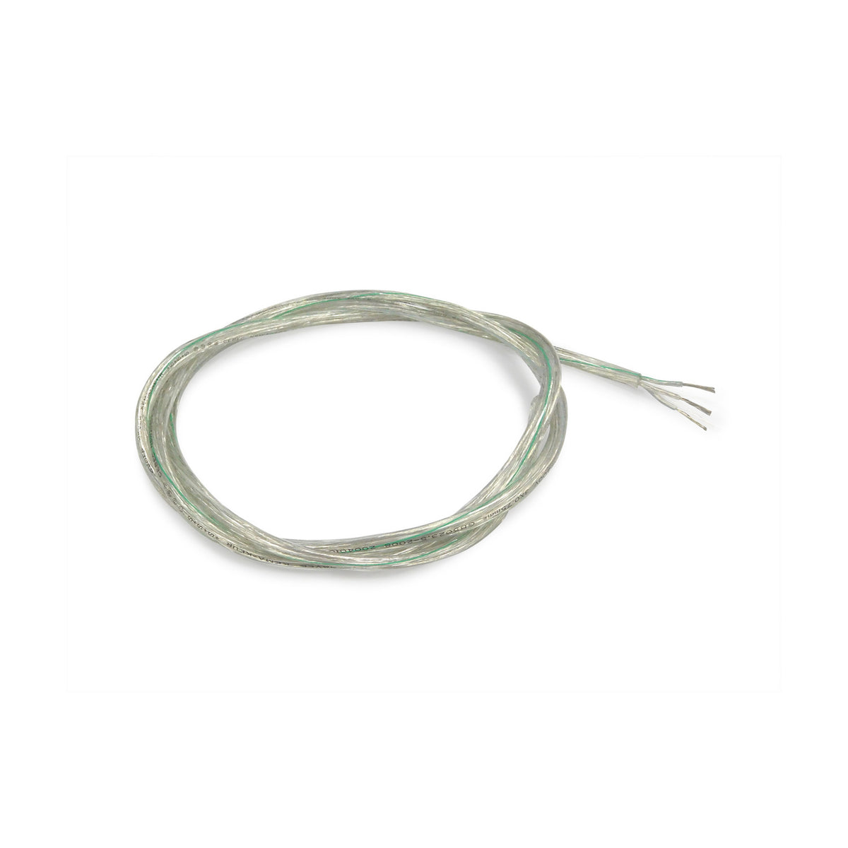 Cavo Copper Cable 3 Core 0.5mm coiled loosely on a plain white background, showing a slim clear PVC sheath with exposed copper strands at one end.
