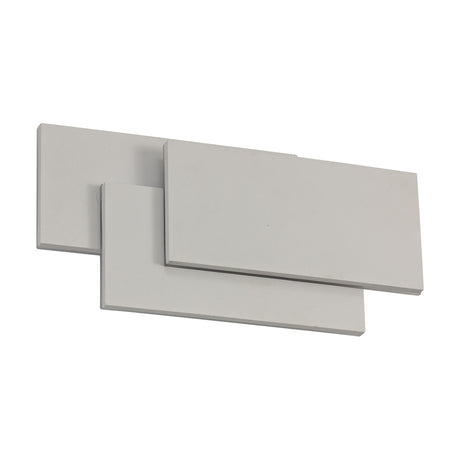 Kiania Rectangular Wall Light 26cm in sand white, three overlapping rectangular panels with integrated LED, shown on a plain white background.