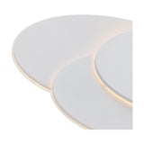 Kiania Oval Wall Light in sand white, close-up of overlapping oval acrylic panels with a warm white LED edge glow, shown against a plain white background.