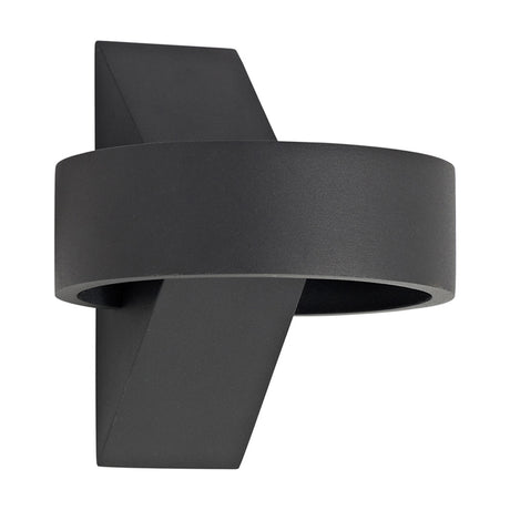 Maite 6W IP54 outdoor wall light in anthracite, angular aluminium band design, 14cm high, integrated LED, shown on a plain white background.