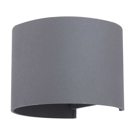 Ottawa 3W IP54 Outdoor Wall Light in anthracite, a curved half-cylinder aluminium fixture with open top and bottom for up-down light, shown on a plain white background.