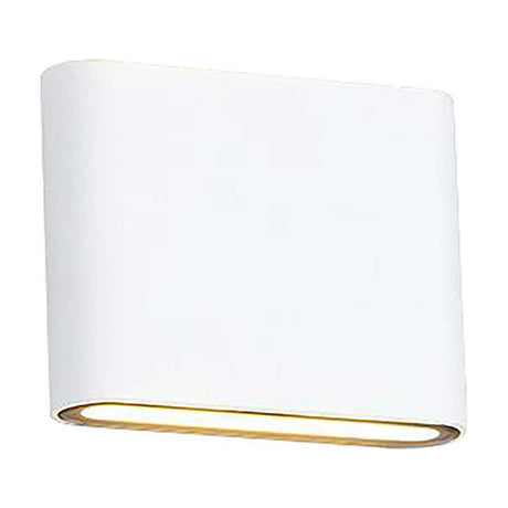 Contour 3W IP54 outdoor wall light in sand white, oval aluminium body with frosted glass diffuser strip for warm white up-and-down LED light, shown on a plain white background.