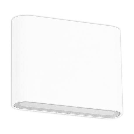 Contour outdoor wall light in sand white aluminium, rectangular design with a frosted glass diffuser strip along the base, shown on a plain white background.