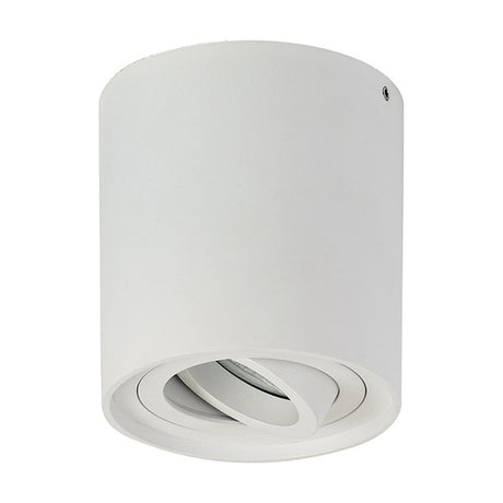 Rico GU10 Spotlight in sand white, a cylindrical surface-mounted fixture with a tilting round head, shown on a plain white background.