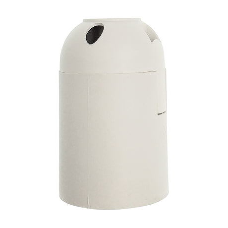 Additions E27 Lampholder 37mm in white, plain cylindrical plastic body with rounded top and side entry holes, shown on a white background.