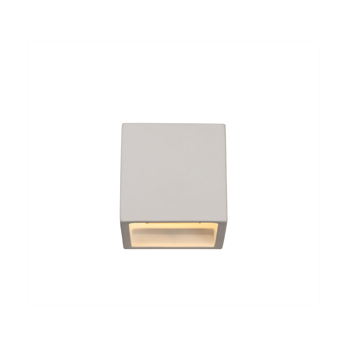 Alina G9 Square Wall Light in white paintable gypsum, a small cube-shaped fixture with a downward light slot, shown on a plain white background.