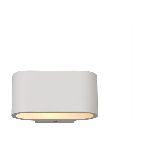 Alina G9 Oval Wall Light in white paintable gypsum, 90mm high, with downward-facing opening revealing a warm glow, shown on a plain white background.