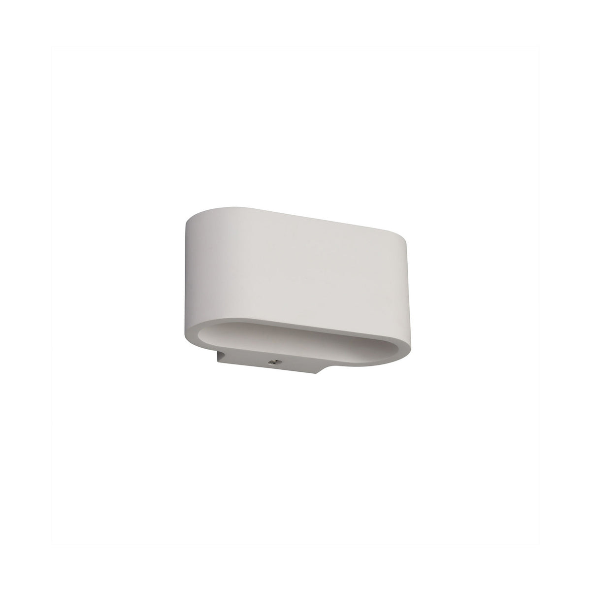 Alina G9 Oval Wall Light in white gypsum, smooth curved oval shape with concealed G9 fitting, shown at an angle on a plain white background.