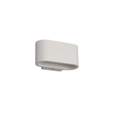Alina G9 Oval Wall Light in white gypsum, smooth curved oval shape with concealed G9 fitting, shown at an angle on a plain white background.