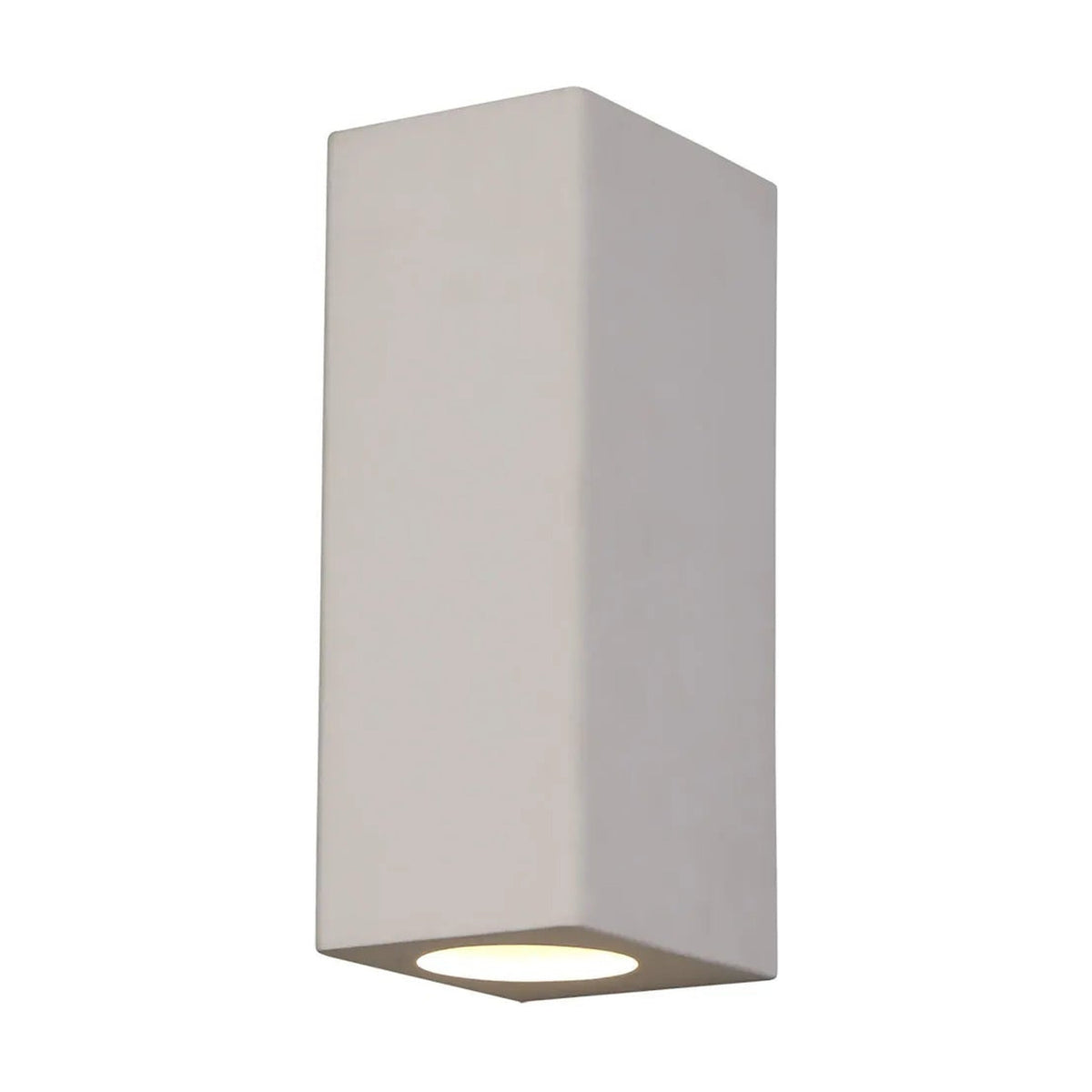 Alina 2 Light Rectangular Wall Light 20cm High in white paintable, shown upright on a plain white background.