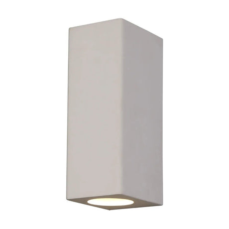Alina 2 Light Rectangular Wall Light 20cm High in white paintable, shown upright on a plain white background.