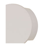 Close-up side profile of the Alina 6.5W Round Wall Light 15.5cm in white paintable gypsum, showing its shallow curved disc form against a plain white background.