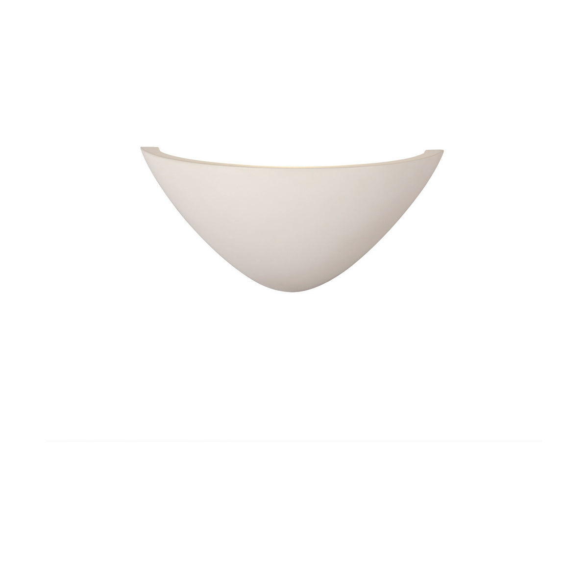 Alina 4.2W Wall Light in white paintable gypsum, a curved boat-shaped uplighter with integral LED, shown against a plain white background.