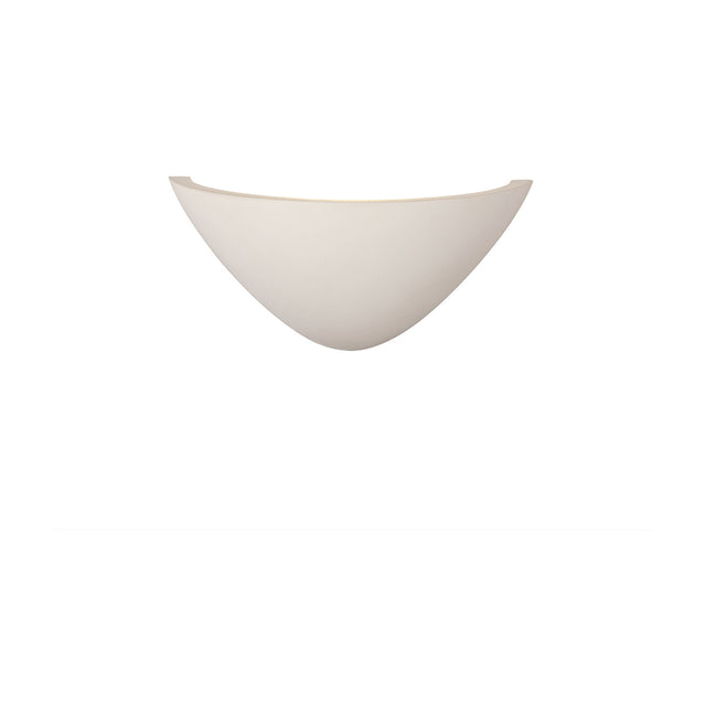 Alina 4.2W Wall Light in white paintable gypsum, a curved boat-shaped uplighter with integral LED, shown against a plain white background.
