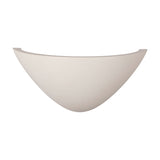 Alina 4.2W wall light in white paintable gypsum, a curved boat-shaped uplight with tapered ends, shown on a plain white background.