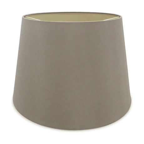 Sutton Lamp Shade 20cm, a round empire-style tapered shade in taupe fabric with a gold-tone interior lining, shown on a plain white background.