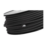 Close-up of Cavo Braided Copper Cable, a grey woven 2-core 0.75mm flex wound on a spool, with the exposed white cable end visible against a plain background.