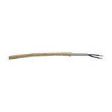 Cavo Braided Copper Cable, a gold fabric-braided two-core 0.75mm flex with white PVC inner sheath exposing blue and brown copper wires, shown against a plain white background.