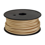 Cavo Braided Copper Cable, a 2 core 0.75mm gold fabric-braided flex wound on a black spool, shown against a plain white background.